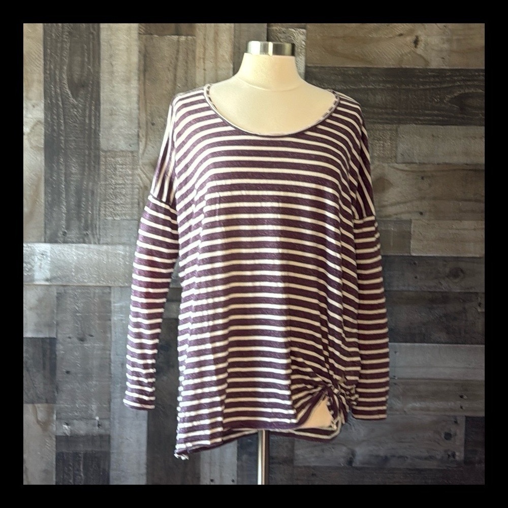 Free People Beach long sleeve shirt medium stripes boho surf coastal California